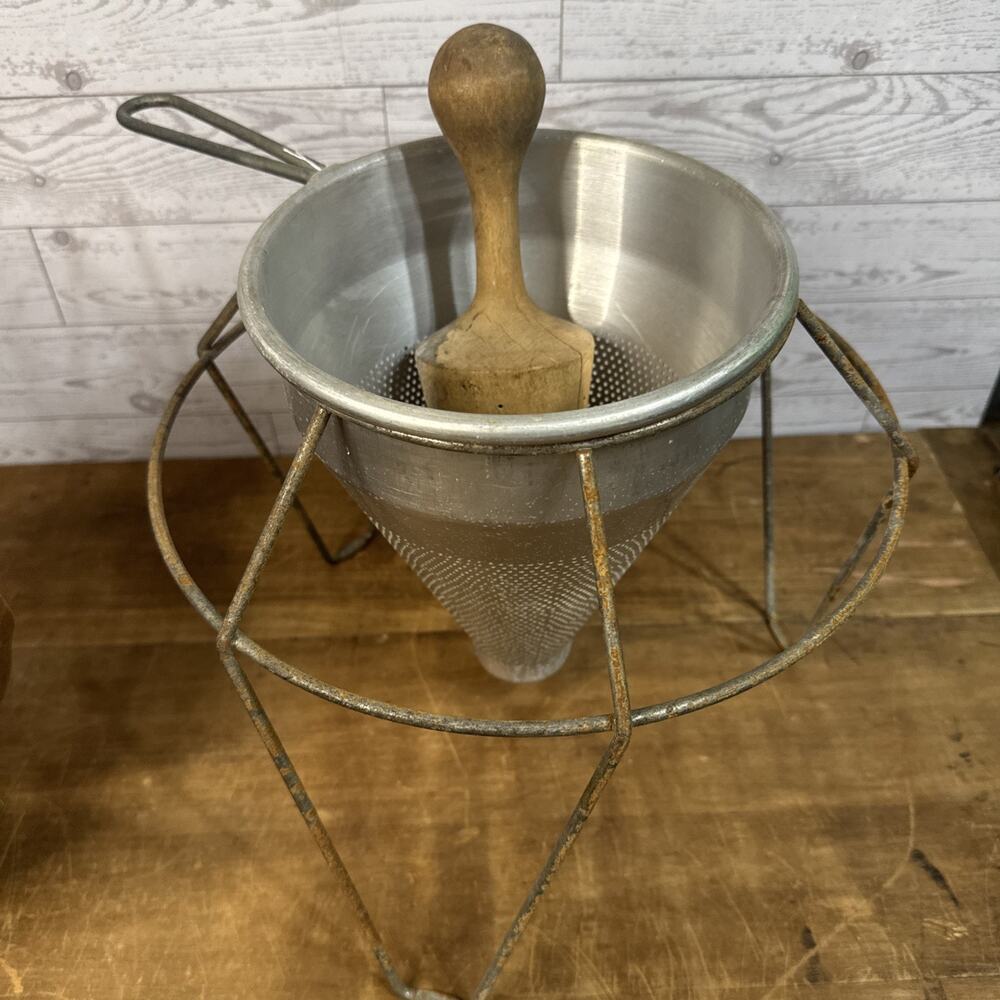 Vintage Kitchen Craft Aluminum Cone Sieve Strainer Colander Food Mill